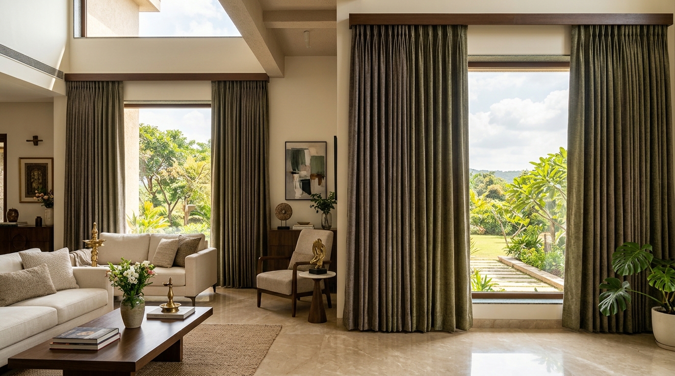 Chenille curtains living room