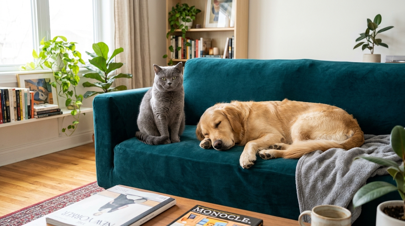 Pet friendly chenille armchair